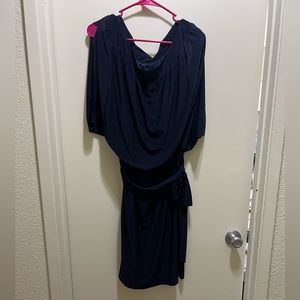 JFW Dark Blue knee length dress with belt. Size 1X